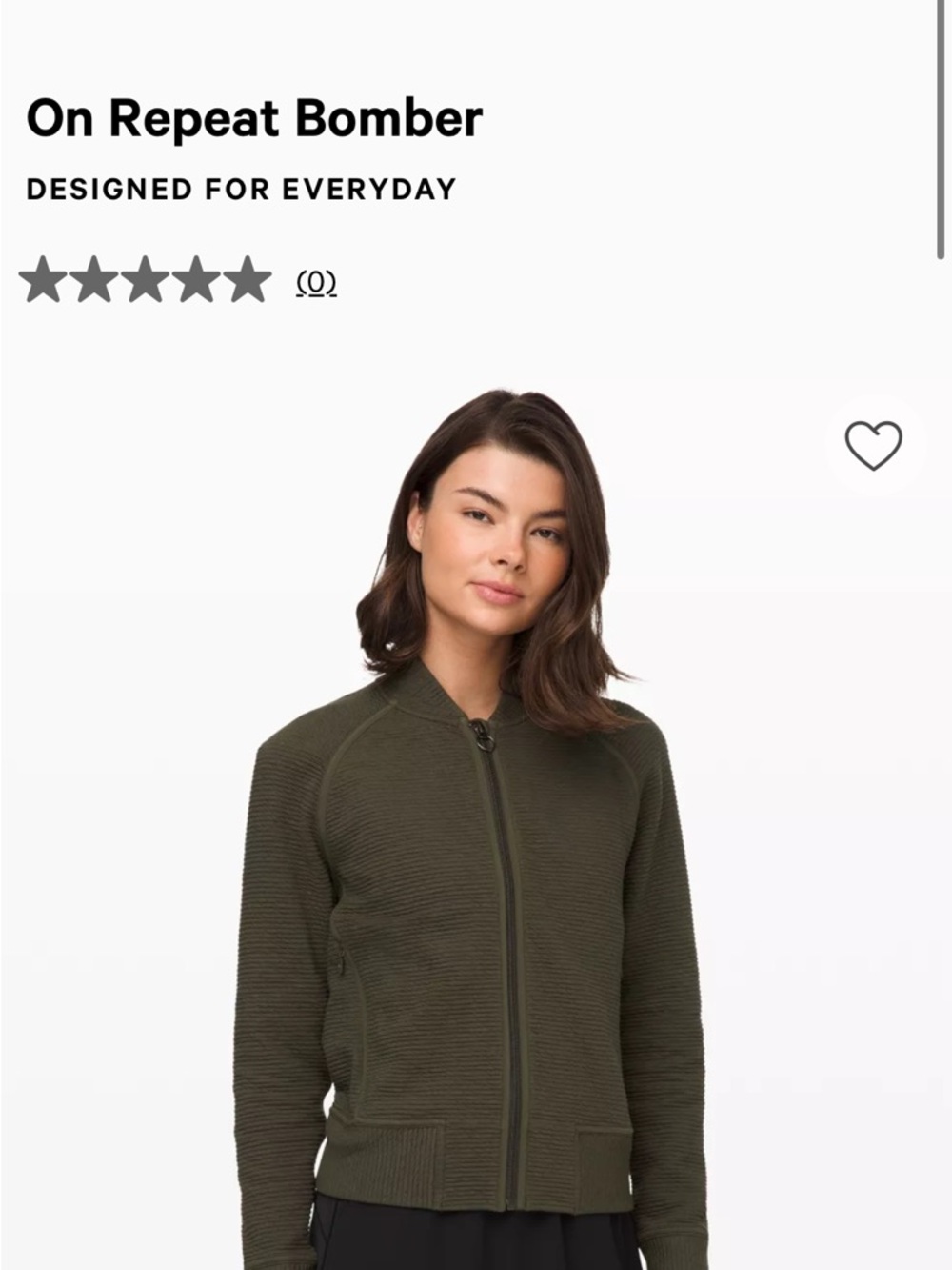lululemon athletica On Repeat Bomber Jacket in Olive Green